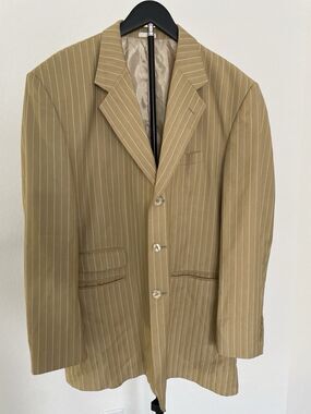 Stacy Adams 2 PC Super 100's Gold Single Breasted Suit 40R Pleated Pants 38Wx26L